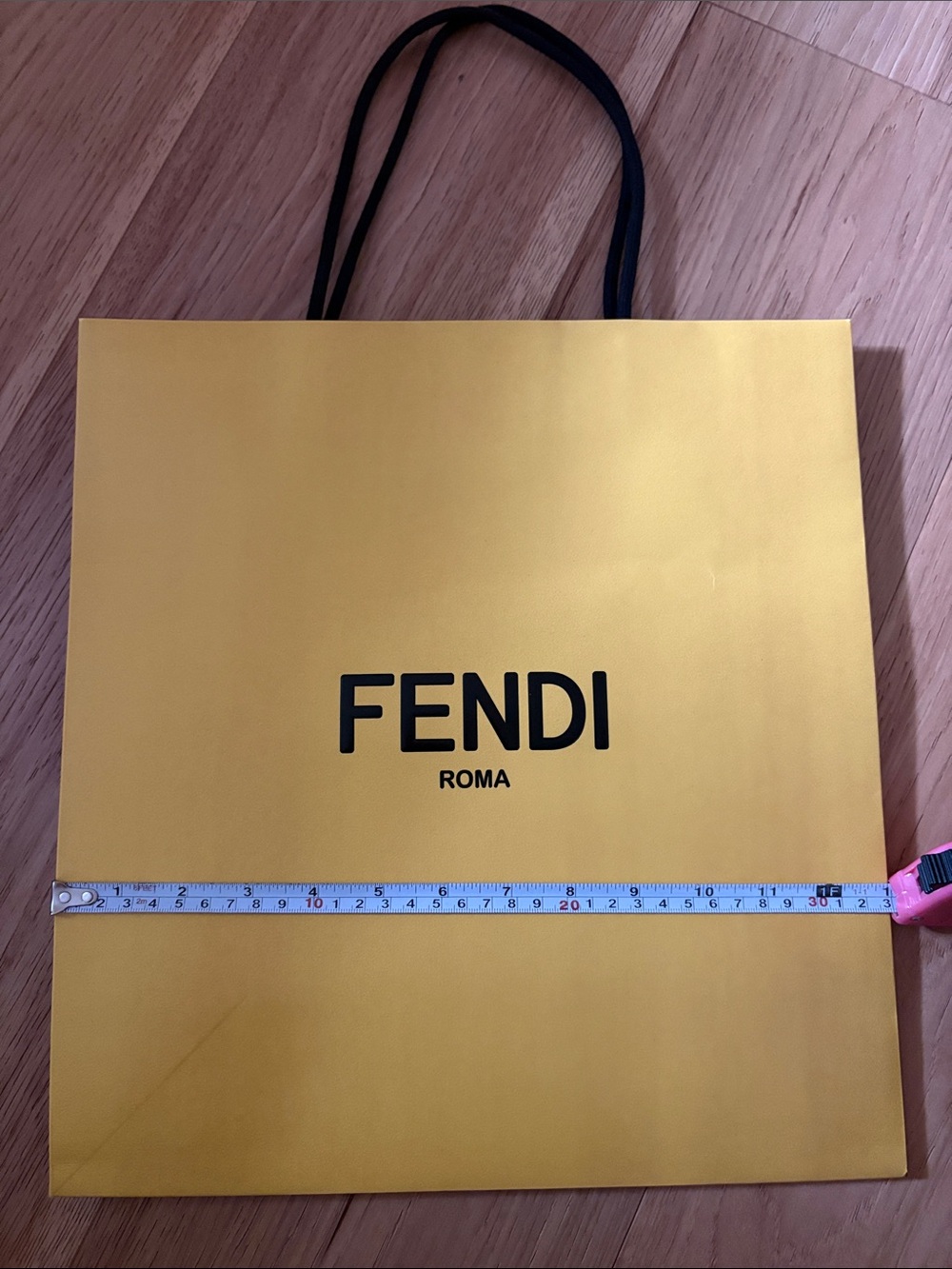 Fendi Yellow Shopping Paper Tote with Black Handles